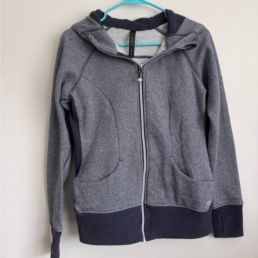 90 Degree By Reflex Blue Jacket with Ribbed Cuffs and Hood